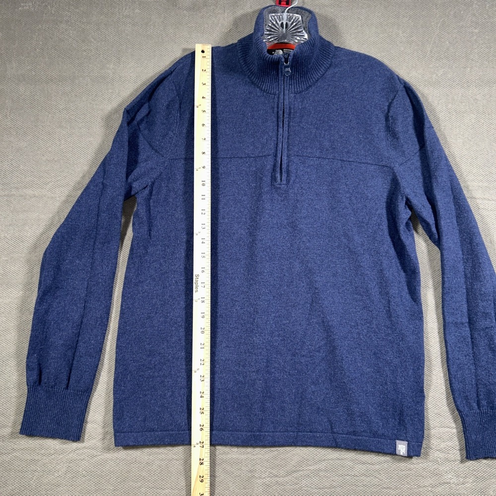 The North Face Mt Tam 1/4 Zip Sweater Navy Blue Wool Cotton Mens Large Pullover - Picture 6 of 13